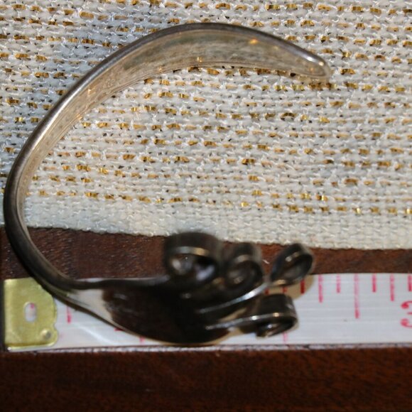 Sterling Silver Plated Bent Fork Cuff Bracelet – Upcycled Vintage Jewelry - Picture 10 of 10